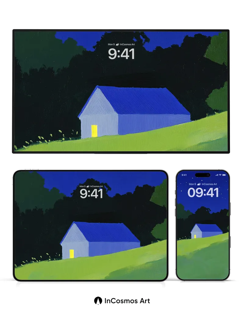 Stellar Silence Wallpaper with Midnight Barn