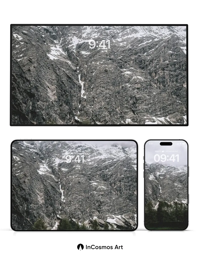 Frost-Whispered Peaks Wallpaper with Cloud Veil