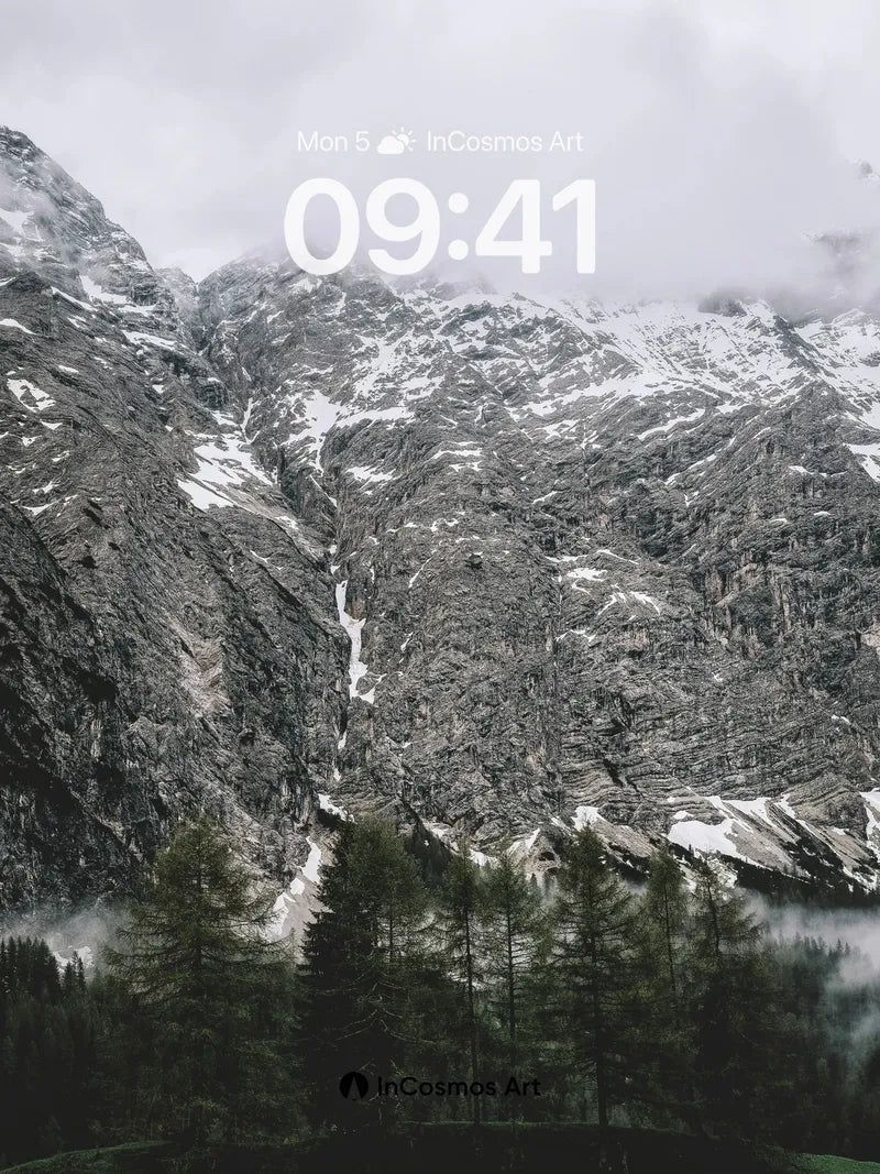 Frost-Whispered Peaks Wallpaper with Cloud Veil