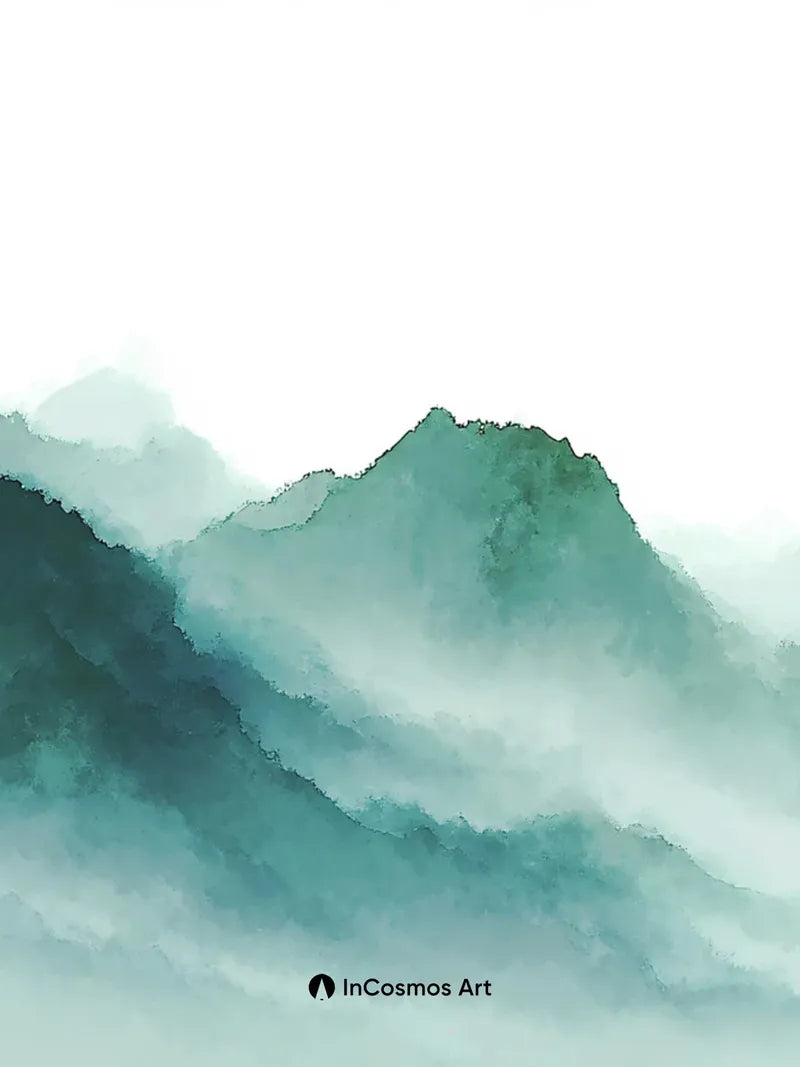 Mist-Crowned Peaks Wallpaper in Ethereal Green