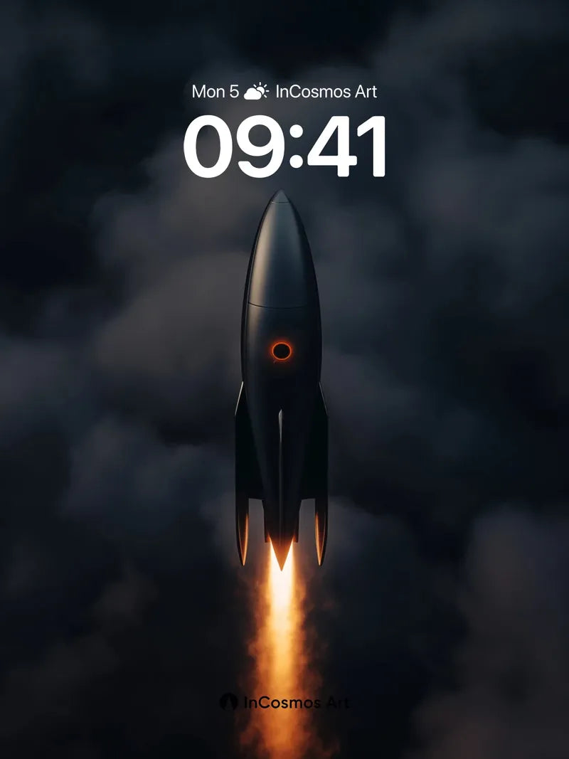 Futurist Rocket Wallpaper with Fiery Trail