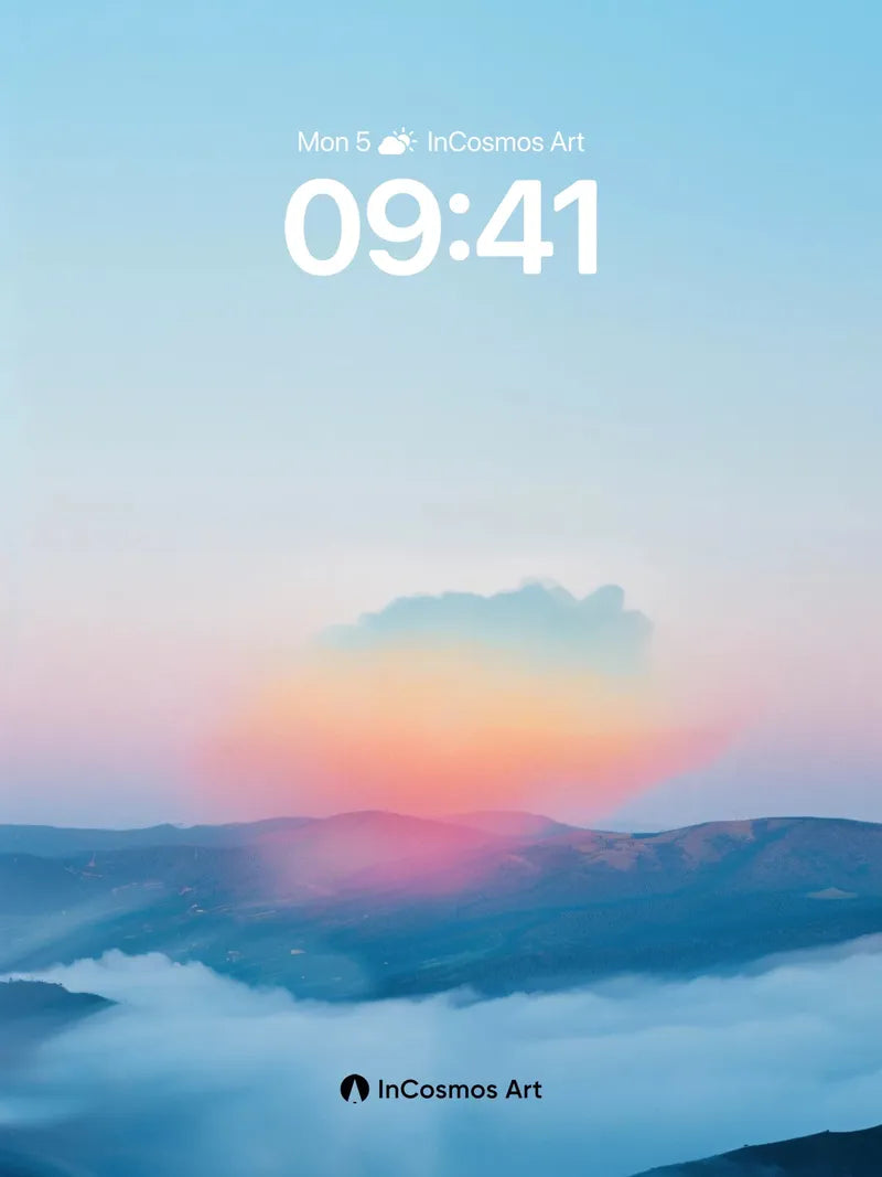 Serenity Horizon Wallpaper with Floating Clouds