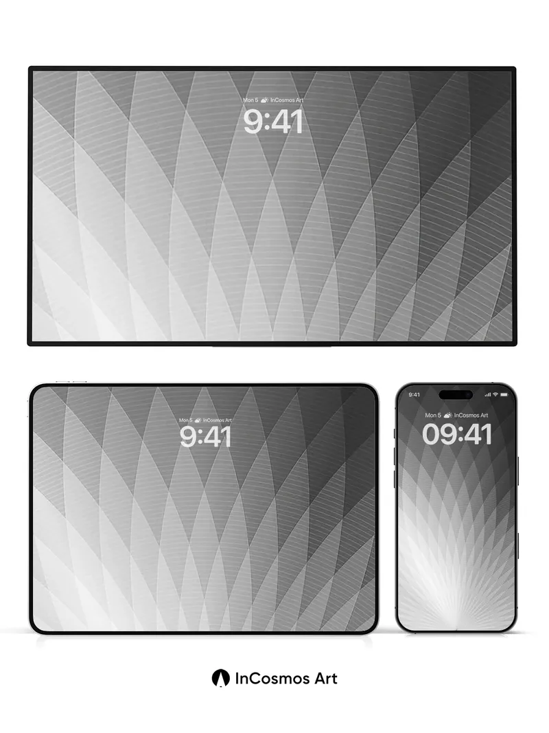 Luminous Geometry Wallpaper with Radiant Fan