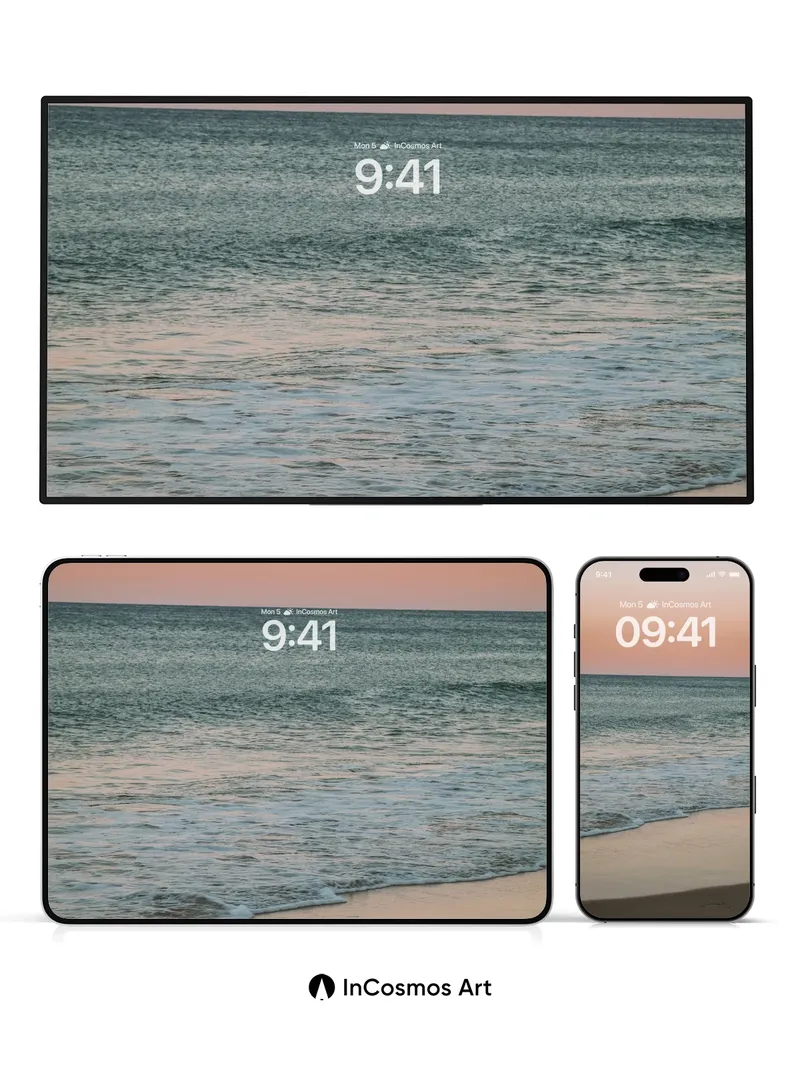 Serenity Shoreline Wallpaper with Dusk Hues