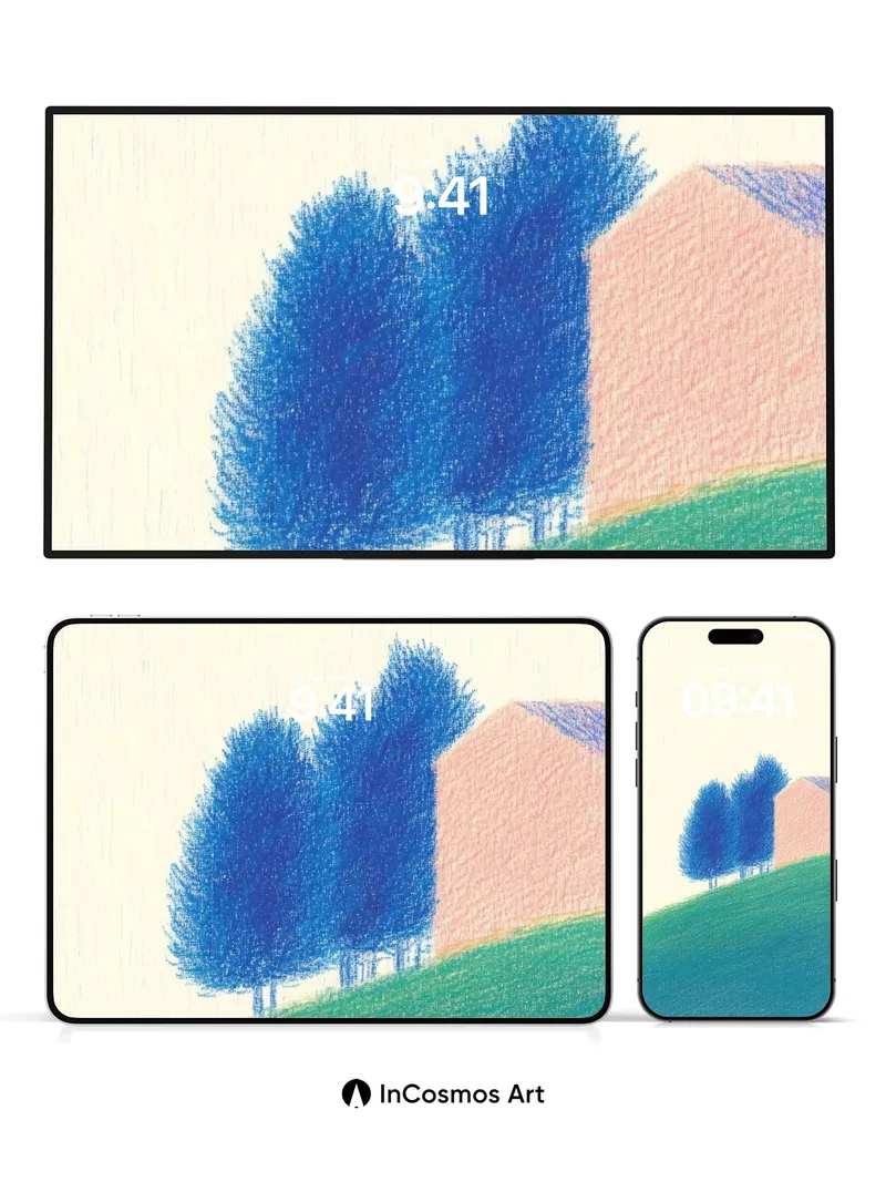 Serenity Hillside Wallpaper with Whispering Trees