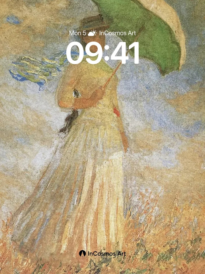 Sunlit Whispers Wallpaper with Green Umbrella