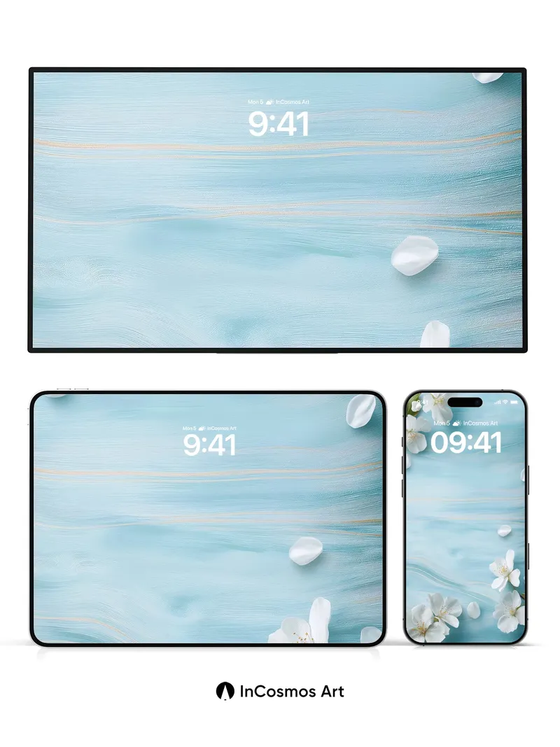 Serene Bloom Wallpaper with Floating Petals