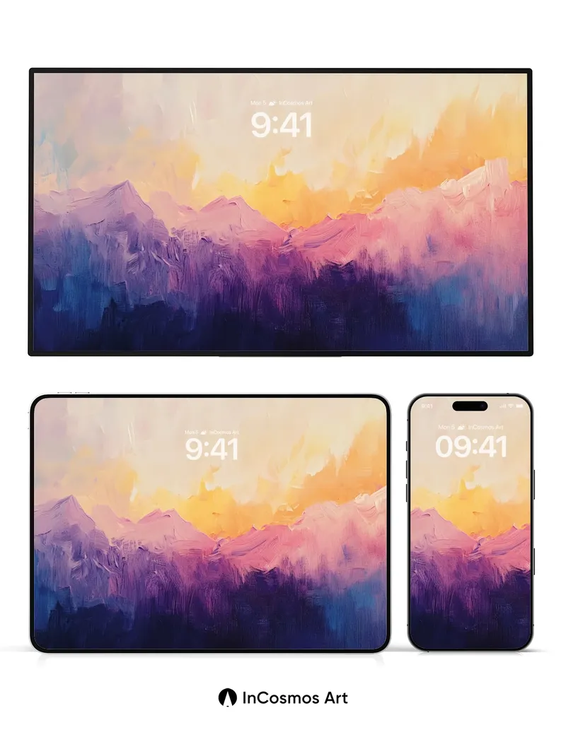 Crimson Horizon Wallpaper with Ethereal Peaks