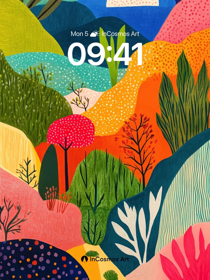 Vibrant Tapestry Wallpaper with Polka-Dot Peaks