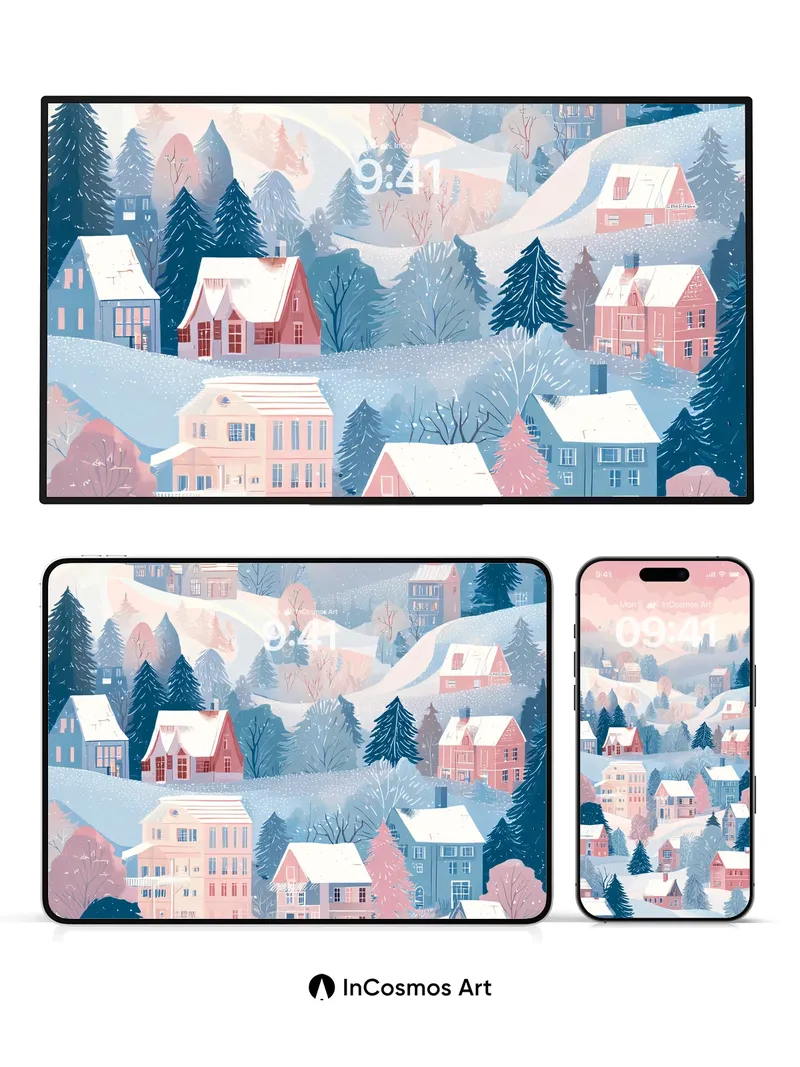 Snowfall Serenade Wallpaper with Whispering Pines