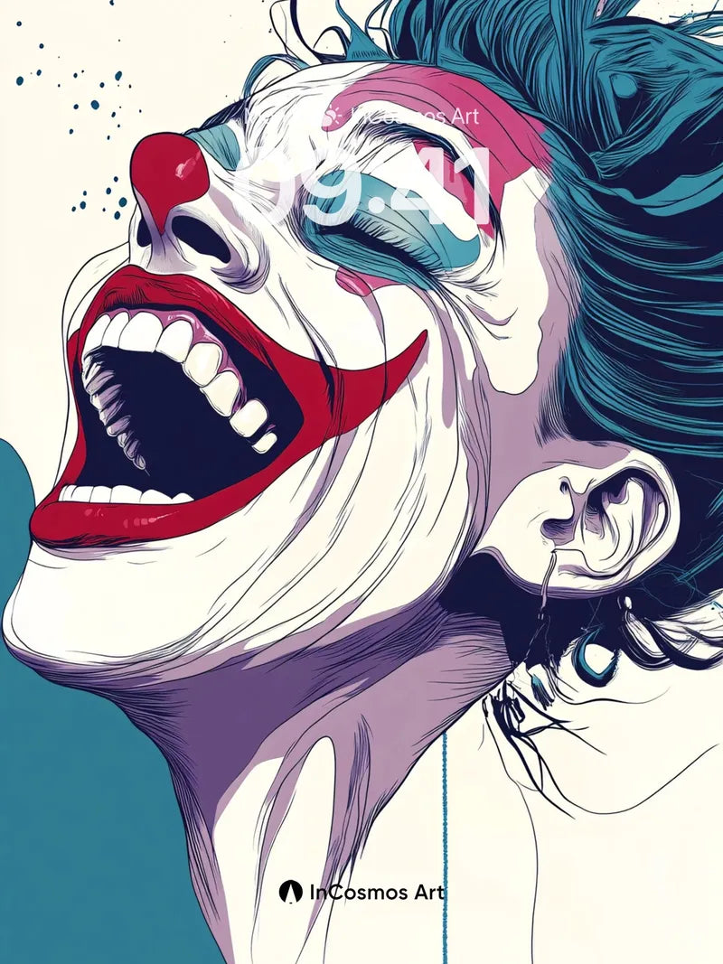 Manic Laughter Wallpaper with Teal Whirls wallpaper for iPhone, iPad & Mac