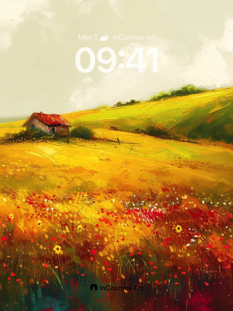 Golden Hush Wallpaper with Wildflower Whisper