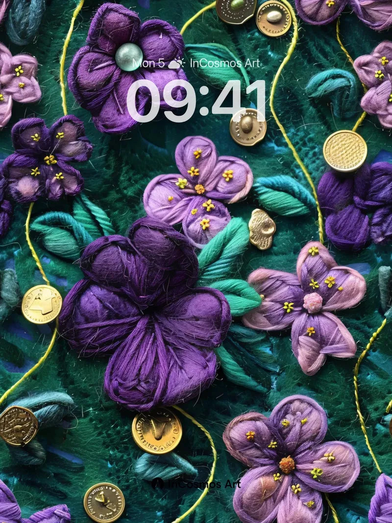 Velvet Bloom Wallpaper with Golden Tokens wallpaper for iPhone, iPad & Mac