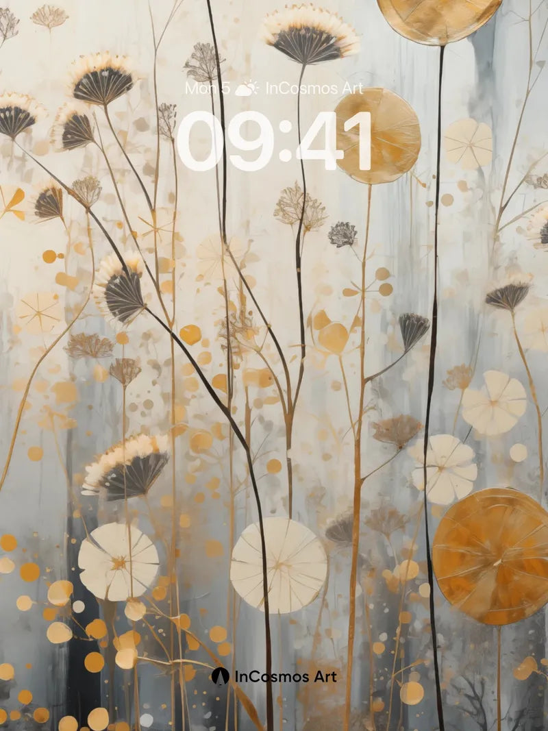 Golden Reverie Wallpaper with Ethereal Stems wallpaper for iPhone, iPad & Mac
