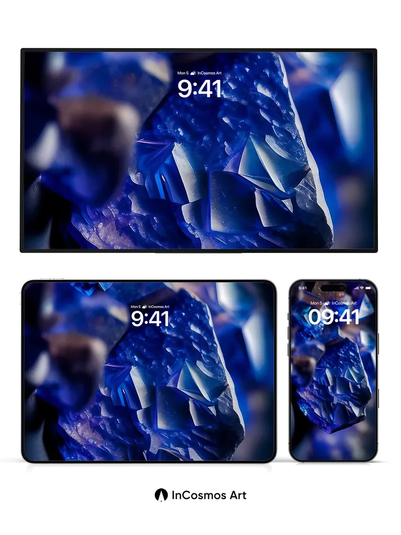Cobalt Crystal Wallpaper with Fractal Edges
