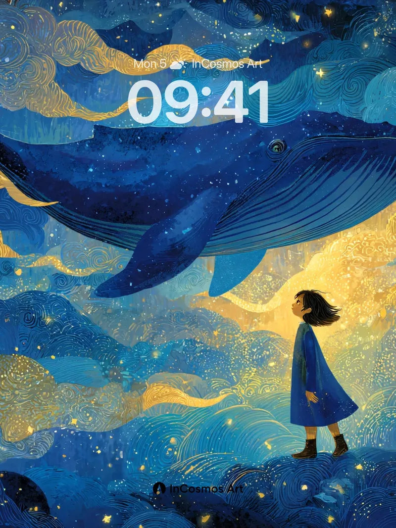 Whispering Whale Wallpaper with Starlit Clouds wallpaper for iPhone, iPad & Mac