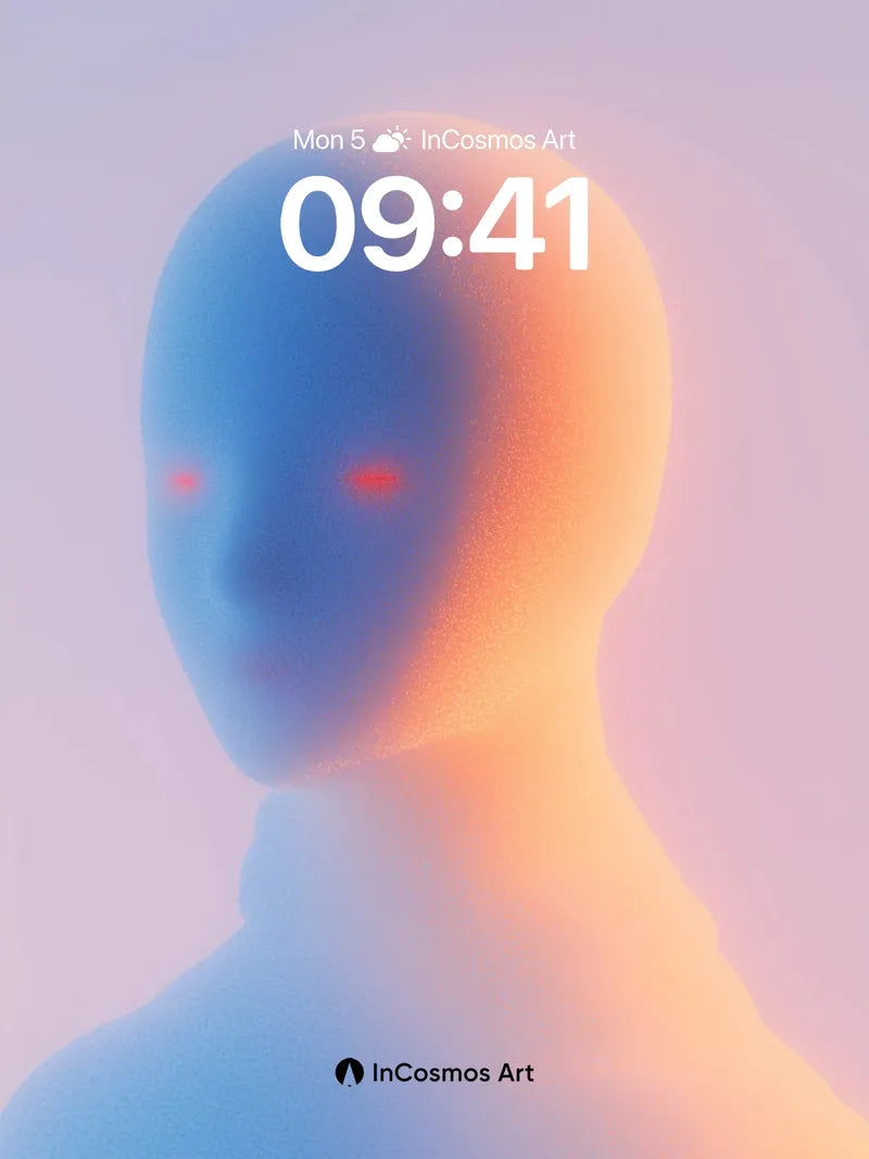 Neon Veil Wallpaper with Glowing Eyes