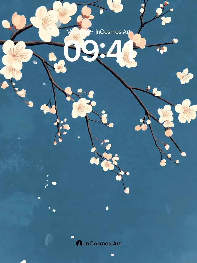 Serenity in Cherry Bloom Wallpaper with Floating Petals