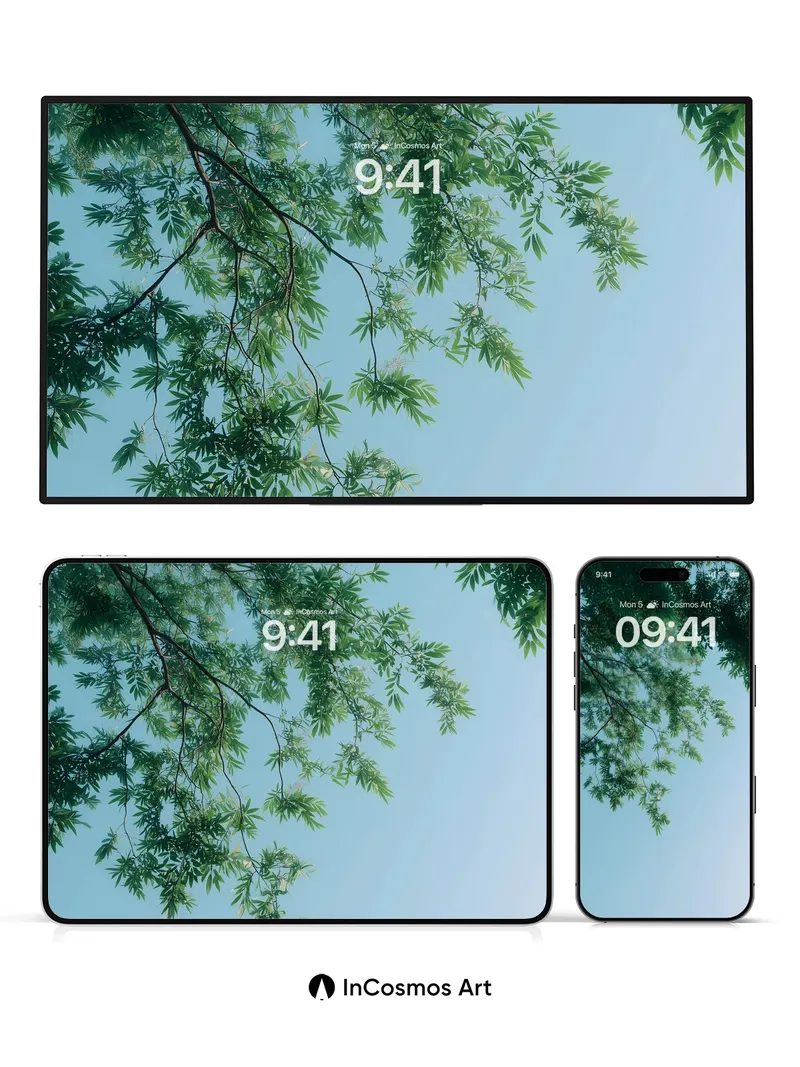 Serenity Canopy Wallpaper with Floating Light