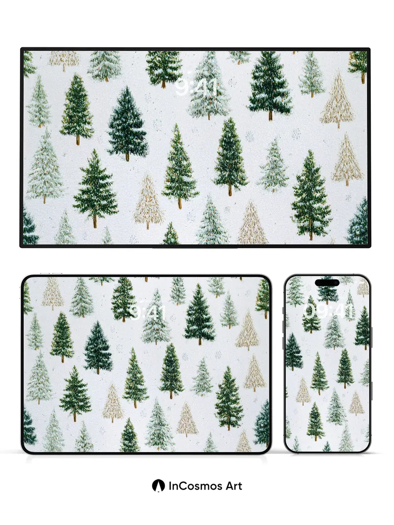 Snow-Kissed Pine Wallpaper with Whispering Needles