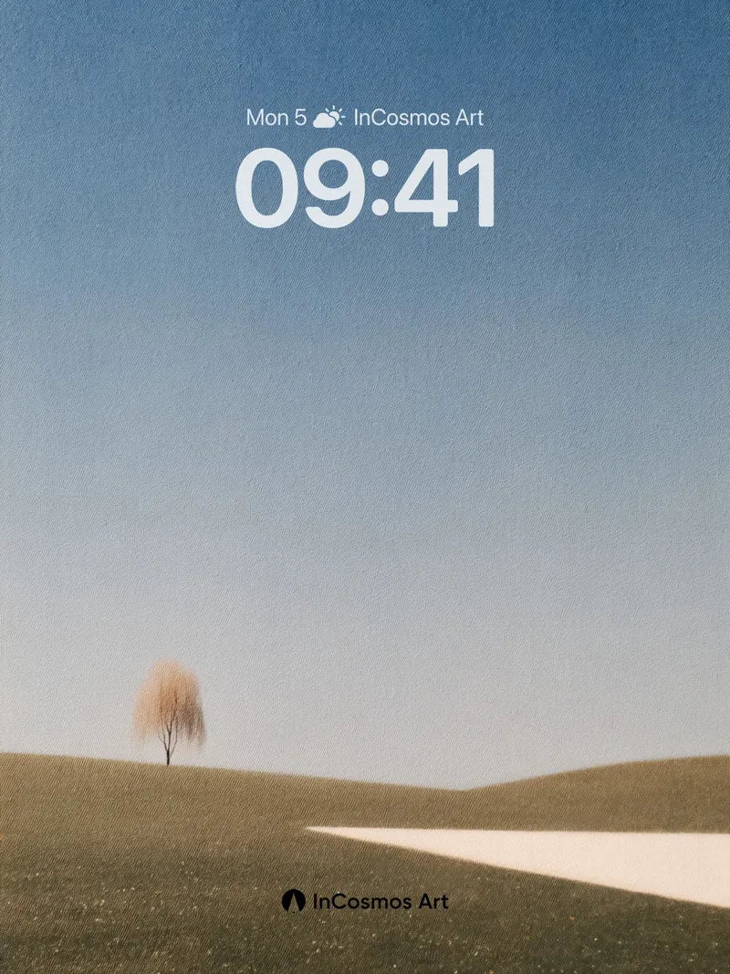 Solitary Tree Wallpaper in Soft Gradient wallpaper for iPhone, iPad & Mac