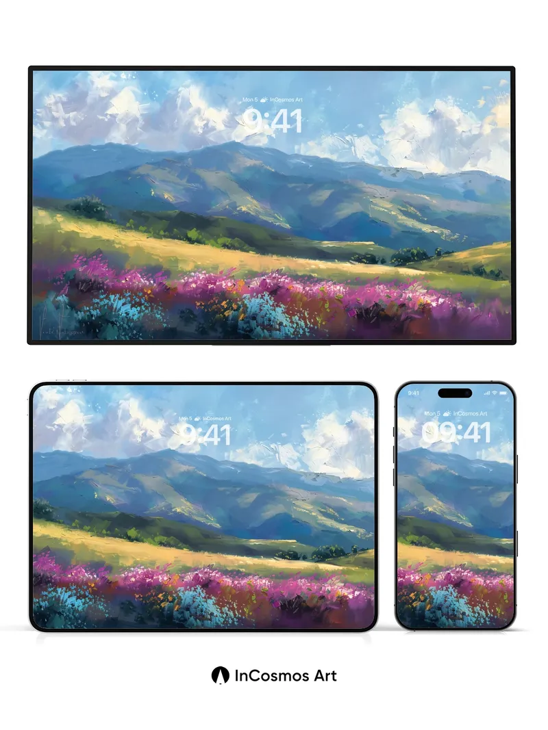 Serenity Bloom Wallpaper with Mountain Hush