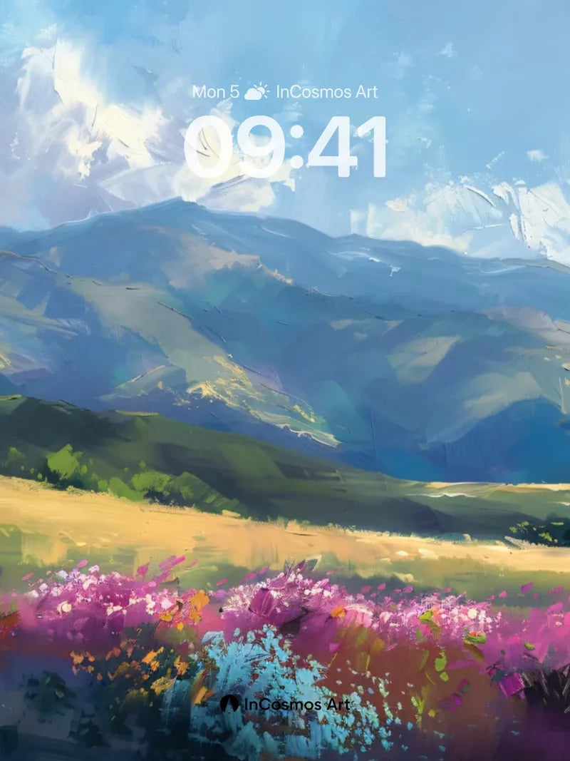 Serenity Bloom Wallpaper with Mountain Hush