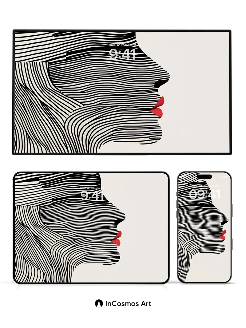 Silk Lineage Wallpaper with Crimson Lips