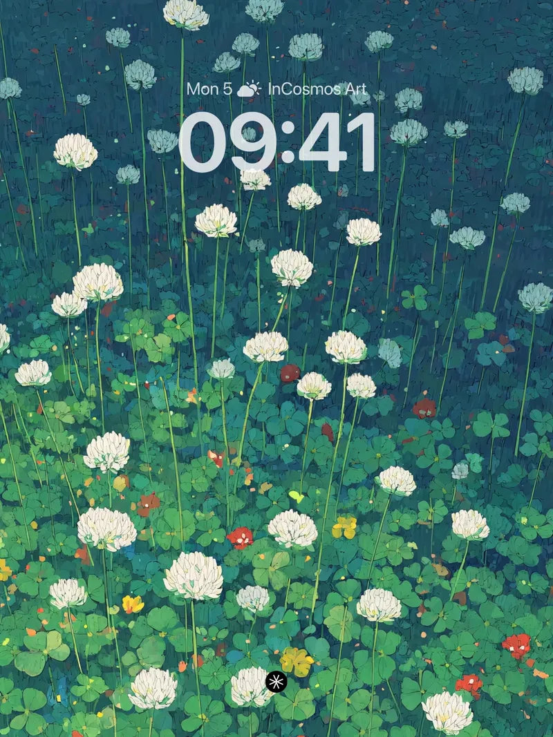 Clover Field White Flowers Wallpaper 4K for iPhone Lock Screen wallpaper for iPhone, iPad & Mac