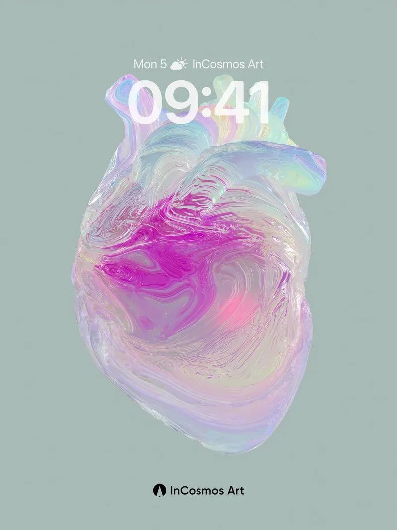 Pearlescent Heart Wallpaper with Iridescent Swirls wallpaper for iPhone, iPad & Mac