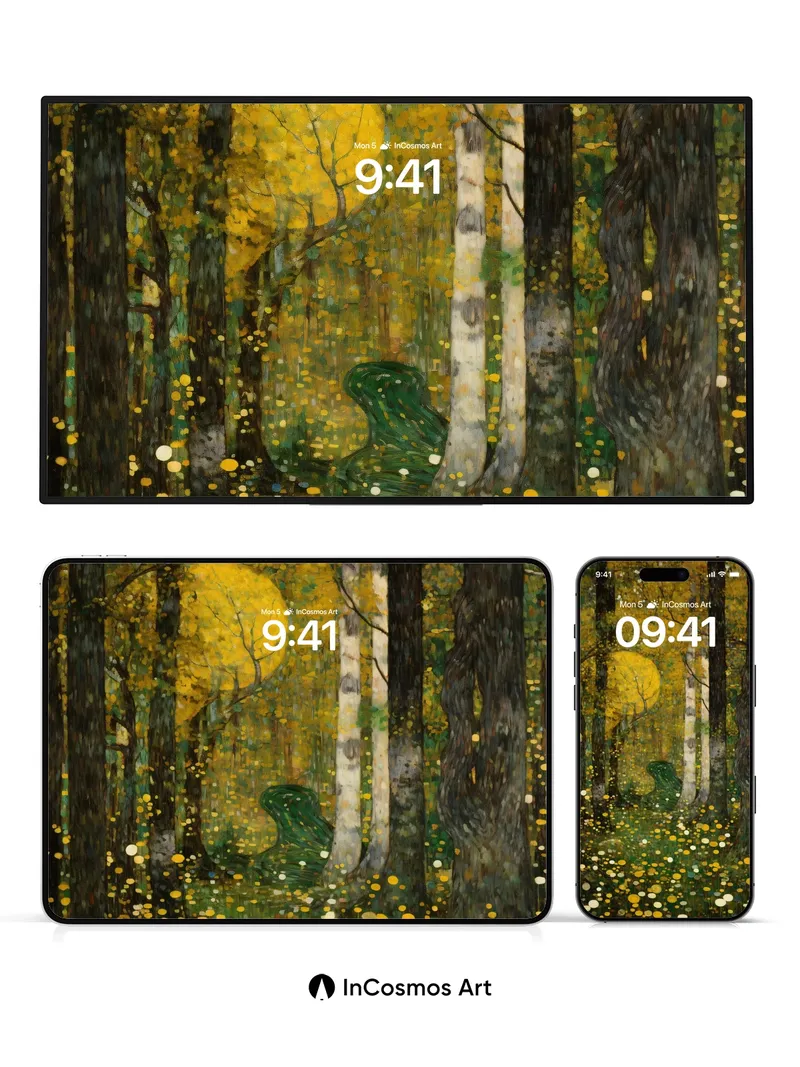 Golden Hush Wallpaper with Moonlit Canopy