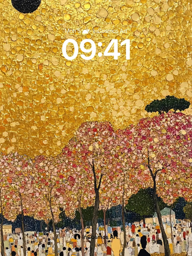 Golden Garden Wallpaper with Dot-Weave Sky wallpaper for iPhone, iPad & Mac