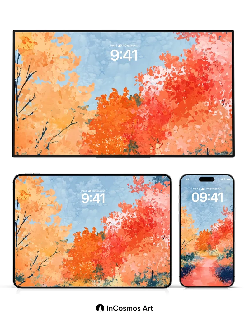 Autumn Hush Wallpaper with Watercolor Veils