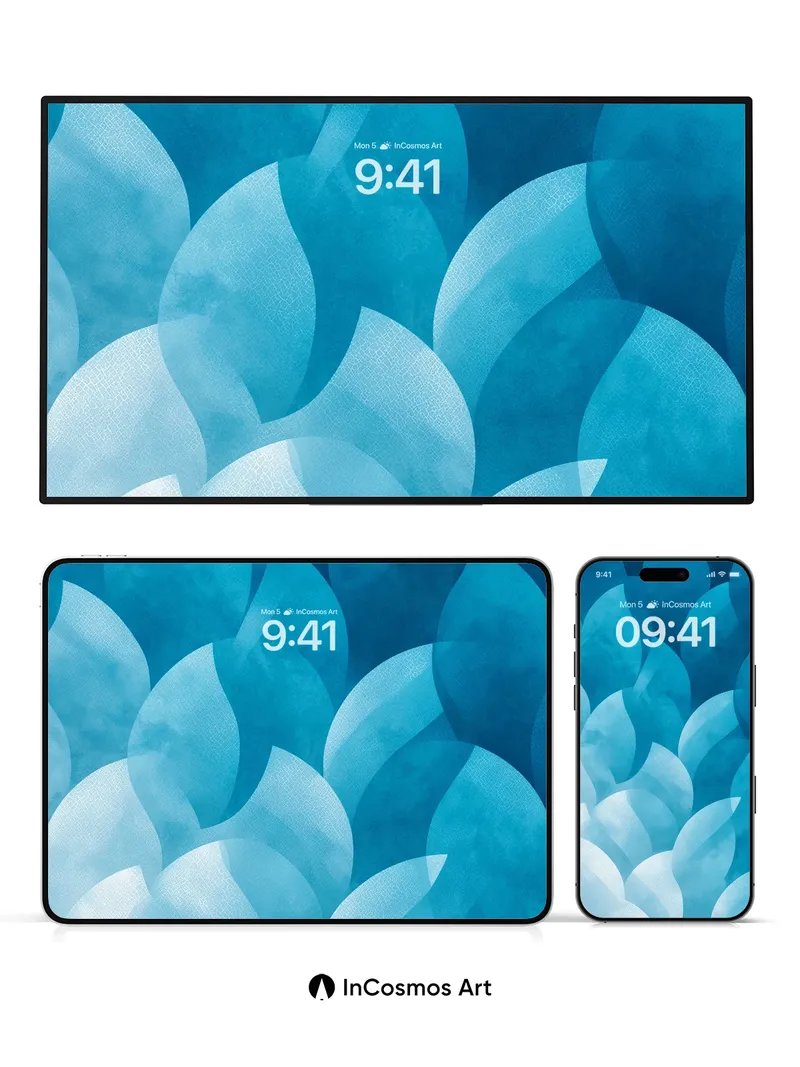 Serenity Scale Wallpaper with Ethereal Blue Depths