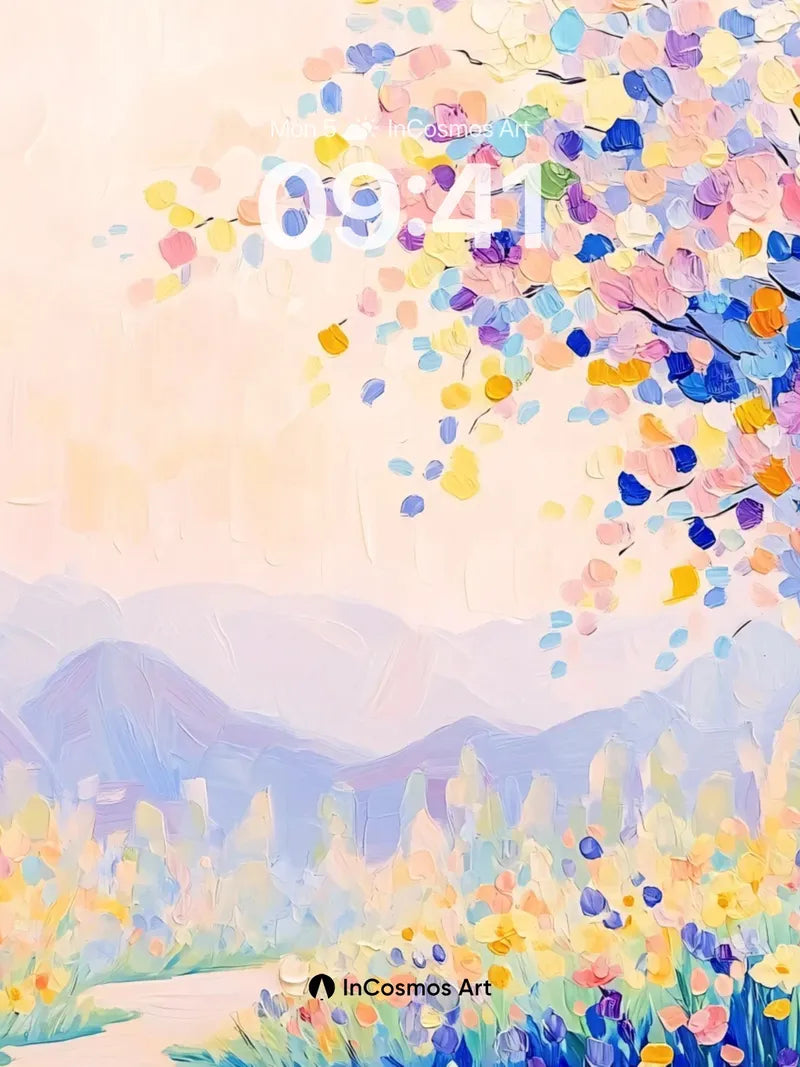 Whispering Bloom Wallpaper with Colorful Canopy