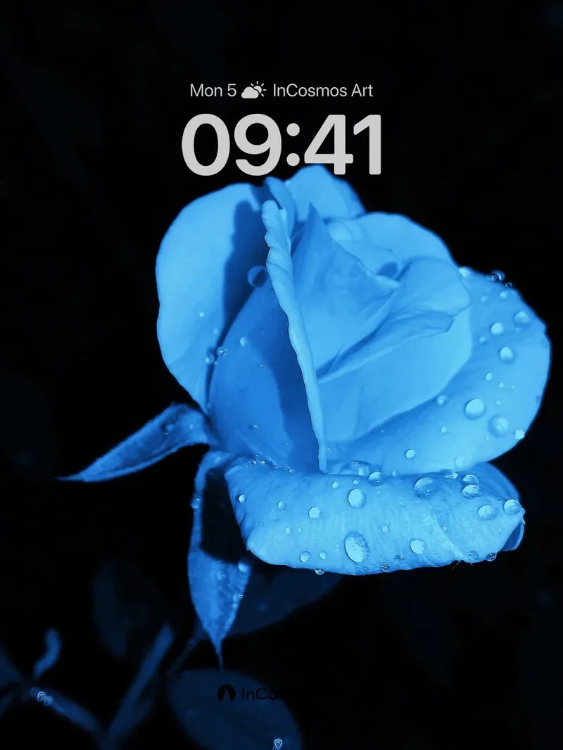 Cobalt Whisper Wallpaper with Dew-Kissed Petals