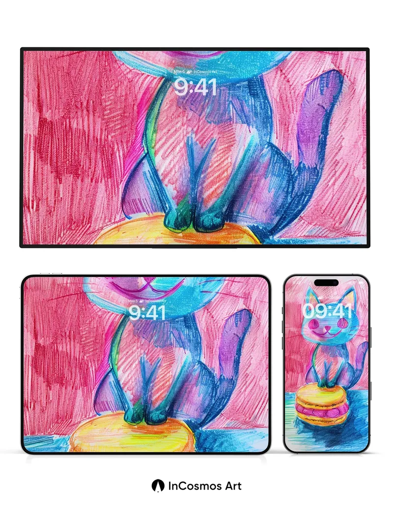 Playful Whimsy Wallpaper with Candy Cat
