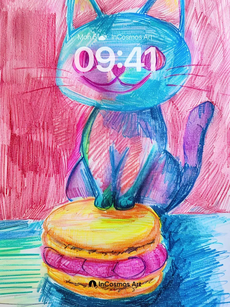 Playful Whimsy Wallpaper with Candy Cat wallpaper for iPhone, iPad & Mac