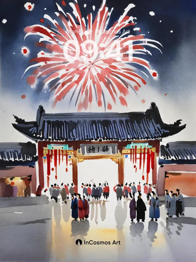 Firework Reverie Wallpaper with Hanbok Echoes