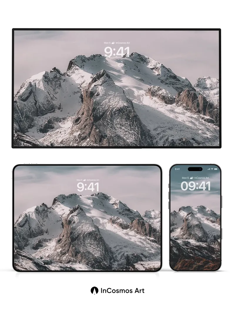 Silent Summit Wallpaper with Frost-etched Peaks