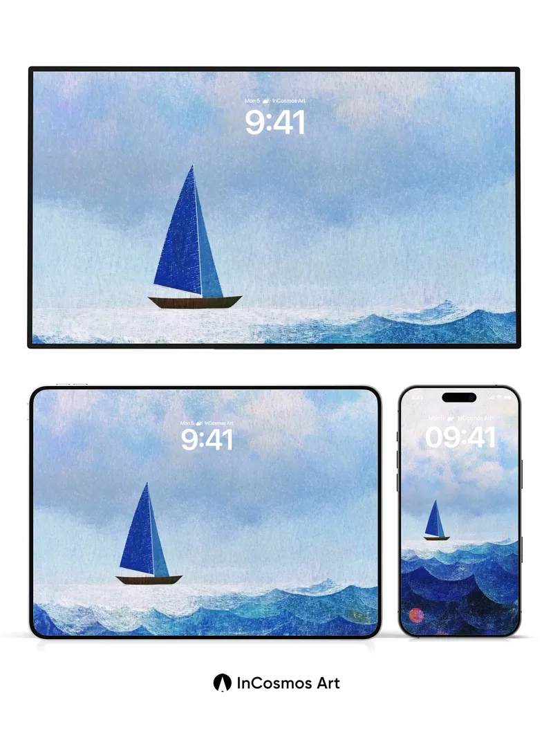 Serenity Sail Wallpaper with Oceanic Depth