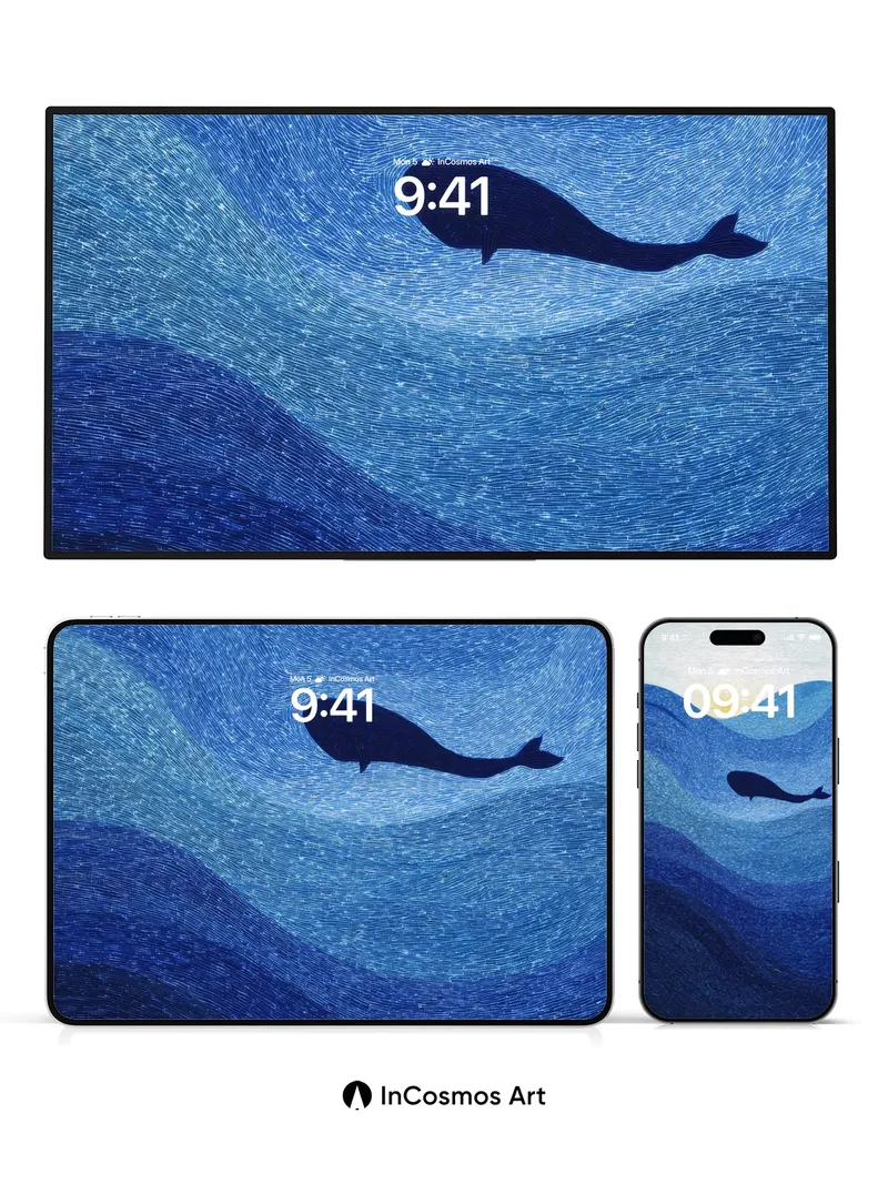 Serenity Whale Wallpaper with Sunlit Depths