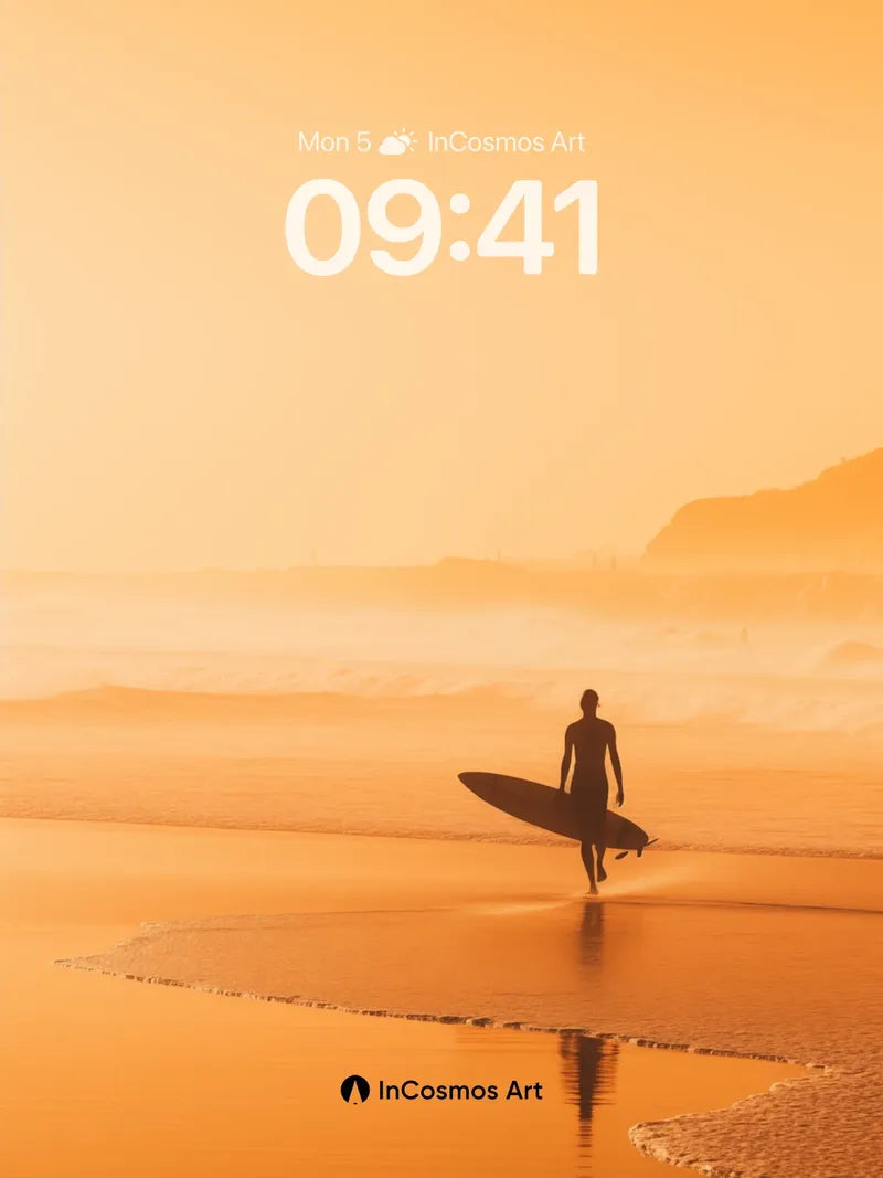 Golden Silence Wallpaper with Surfer's Shadow