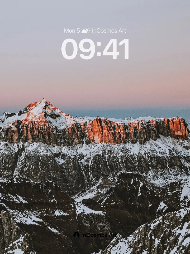 Crimson Ridge Wallpaper with Snow-Clad Peaks