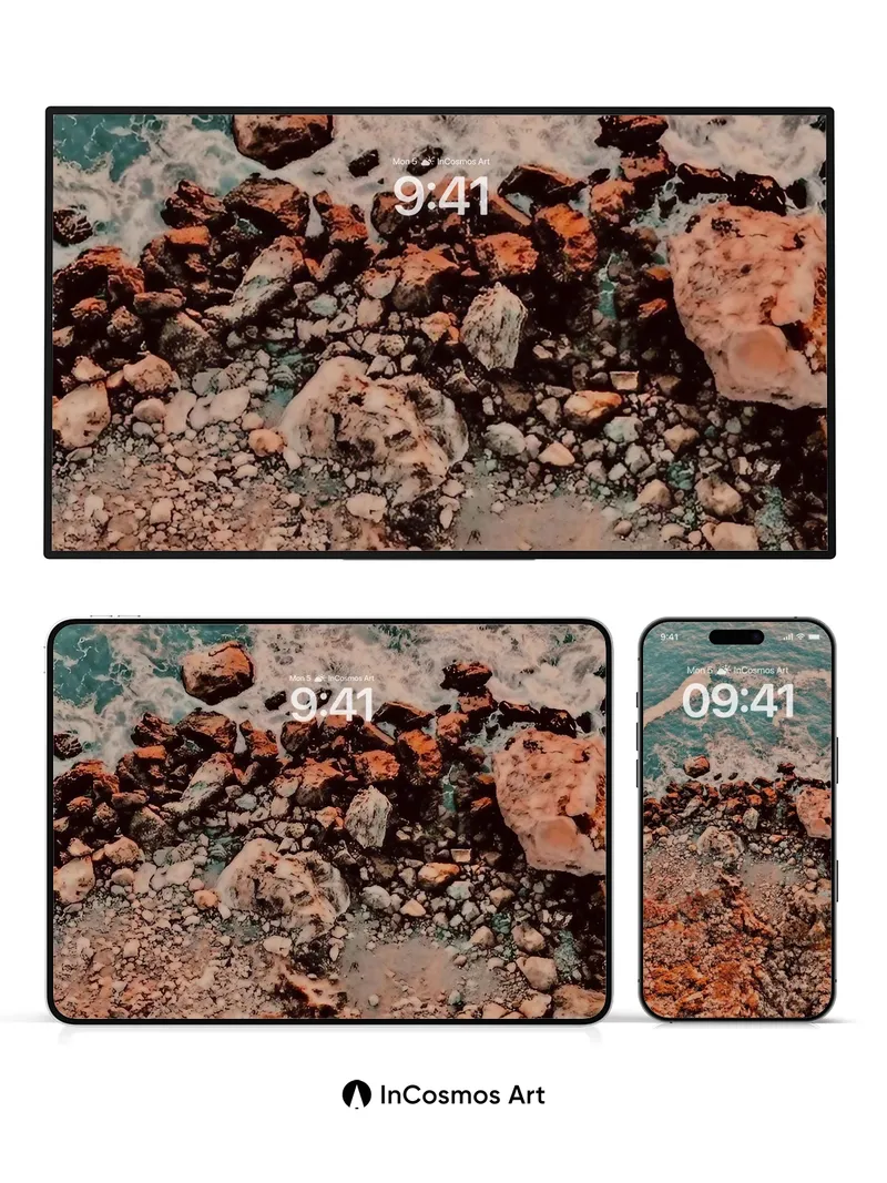 Tide-Sculpted Stone Wallpaper with Ocean Breath