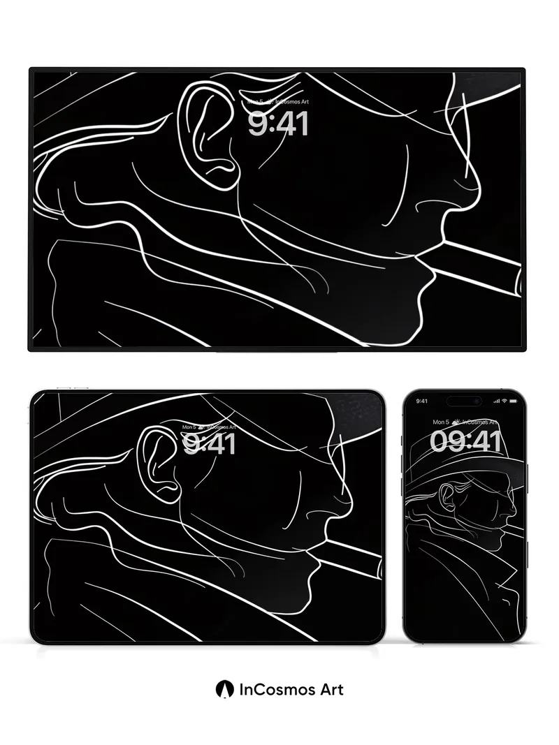 Silhouette Noir Wallpaper with Hidden Lines