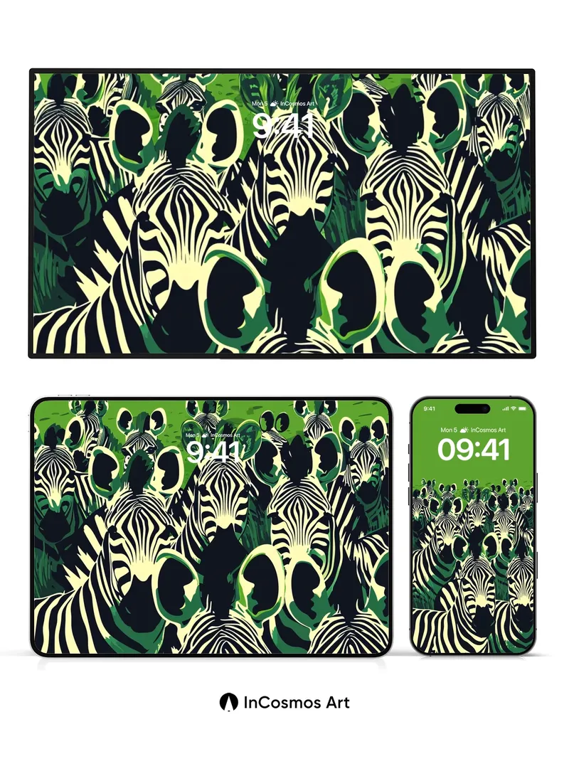 Electric Herd Wallpaper with Neon Stripes