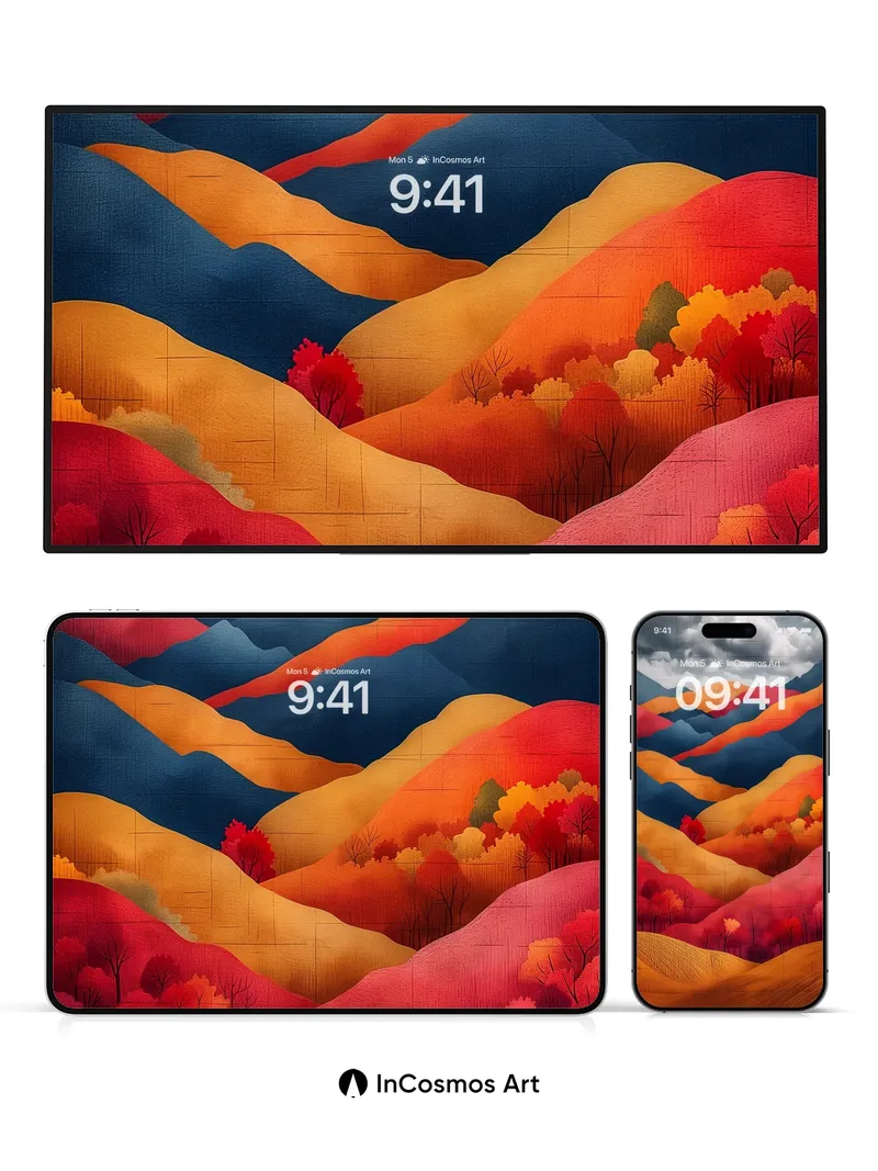 Crimson Valley Wallpaper with Embossed Hills