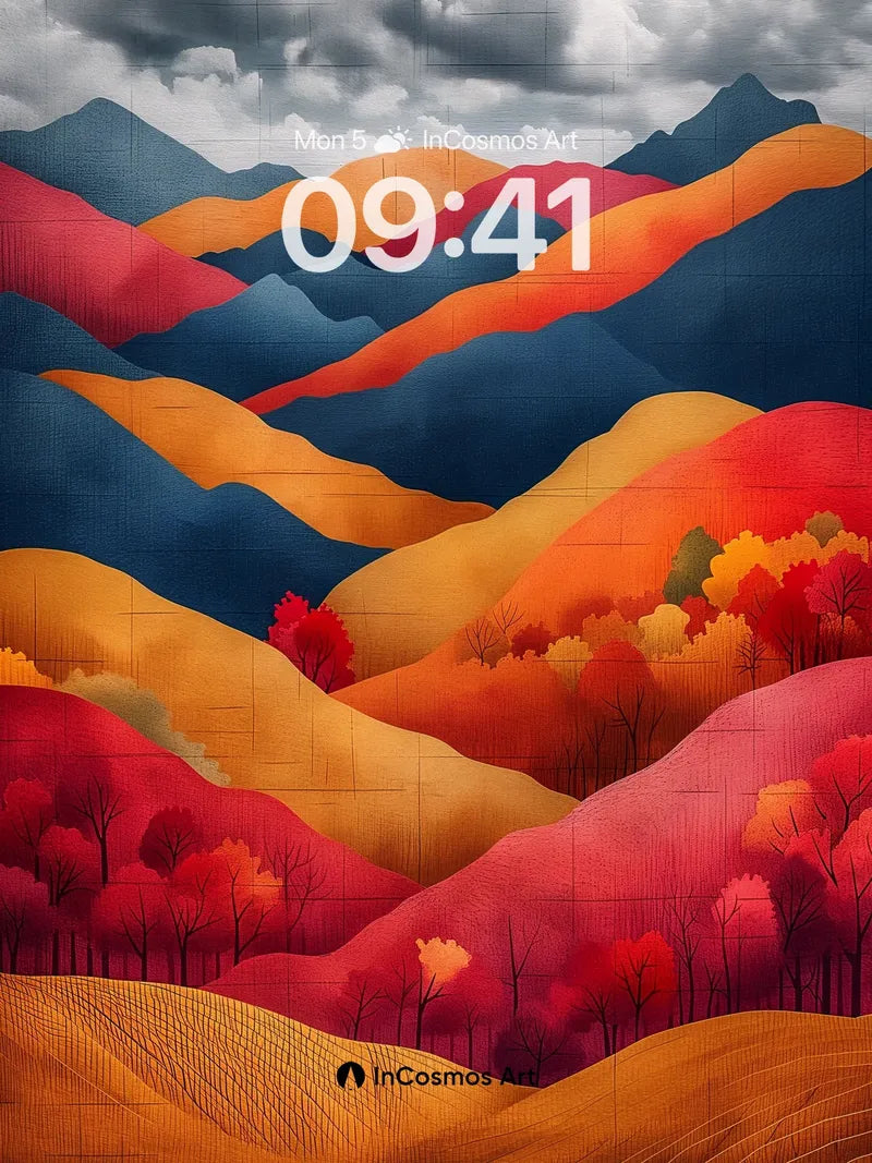 Crimson Valley Wallpaper with Embossed Hills