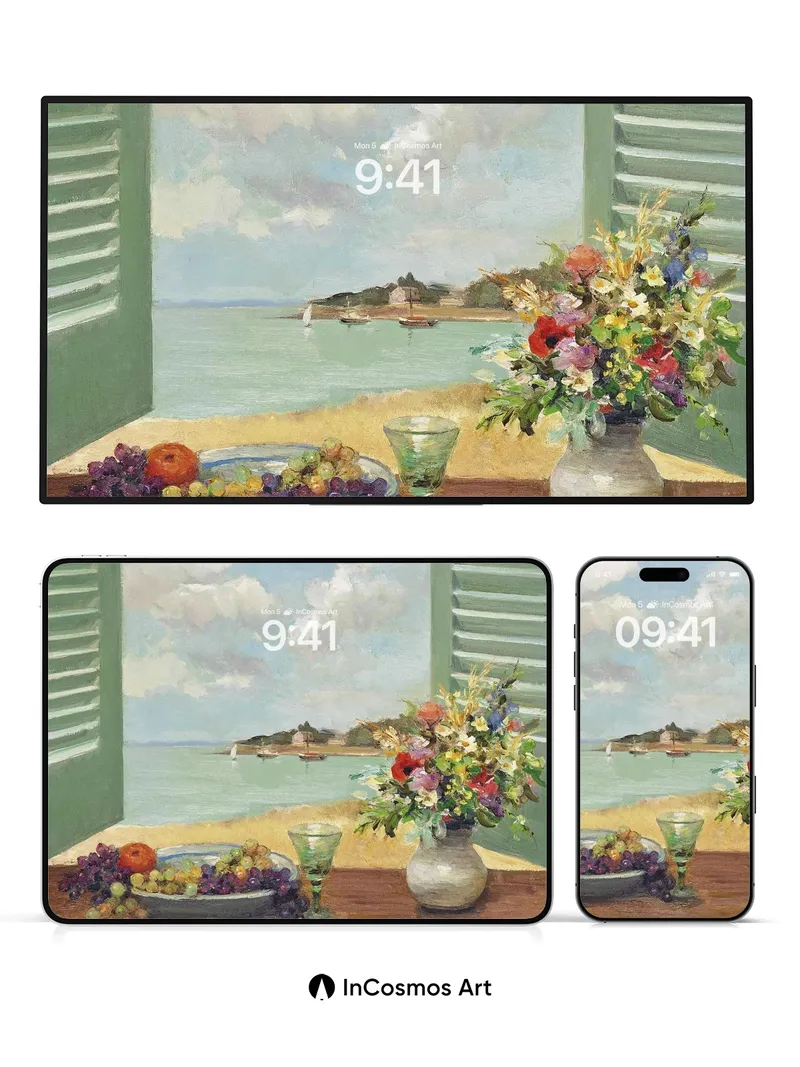 Serenity by the Sea Wallpaper with Still Life Charm